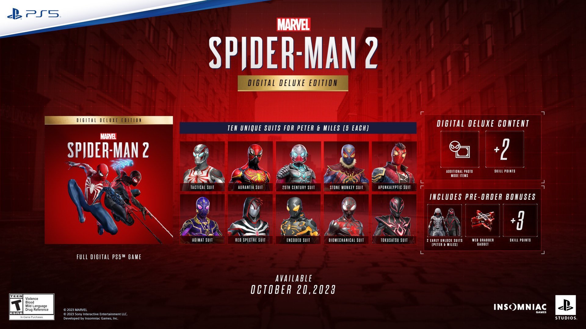 PS5 SpiderMan 2 Digital Deluxe PreOrder Bonus Tokusatsu SpiderMan